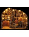 Pesebre Iluminado con Fuente, Molino y Molino en Movimiento Funcionando cm 61x41x47,5 h