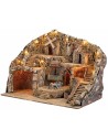 Pesebre Iluminado con Fuente, Molino y Molino en Movimiento Funcionando cm 61x41x47,5 h