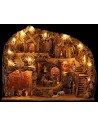Nativity scene with working lights, fountain, mill, and millstone with Landi statues, 61x41x47.5 cm