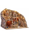 Presepe con Luci Fontana, Mulino e Macina Funzionanti con Statue Landi, 61x41x47,5 cm