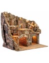 Illuminated Nativity Scene with Working Fountain and Mill cm 55x40x52 h