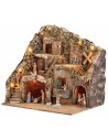 Presepe Illuminato Fontana e Mulino Funzionante con Statue Landi cm 55x40x52 h