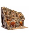 Pesebre Iluminado Fuente y Molino Funcional con Estatuas Landi cm 55x40x52 h