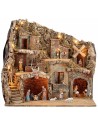 Pesebre Iluminado Fuente y Molino Funcional con Estatuas Landi cm 55x40x52 h