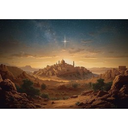 Fondale con paesaggio orientale per presepe 70x100 cm