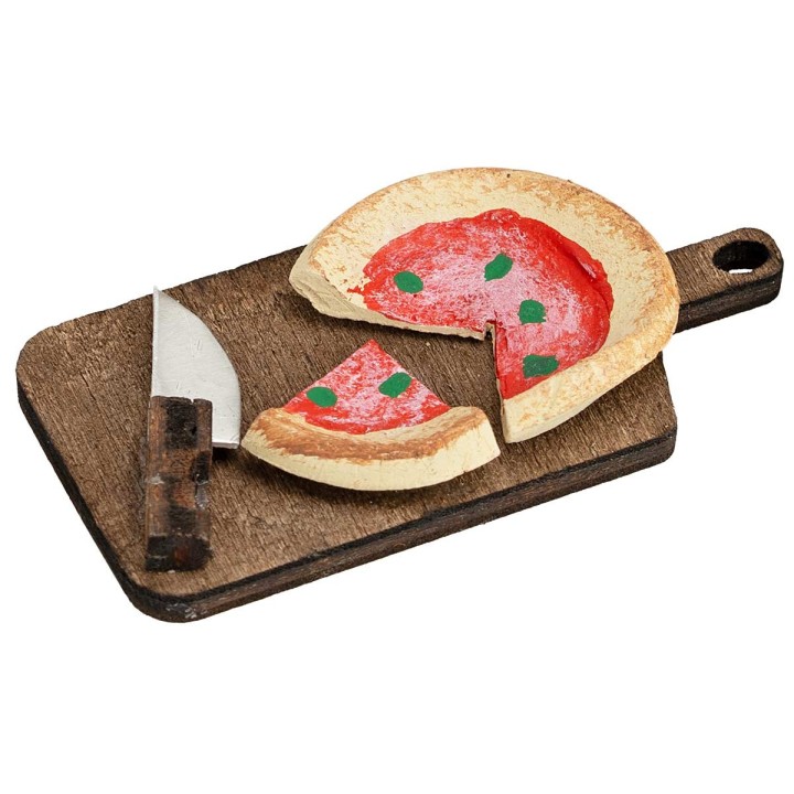 Tagliere con pizza per presepe cm 5x2,5x0,8 h