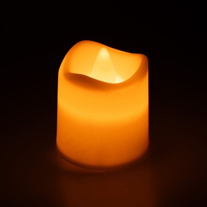 Candela bianca h 4,5 cm a batterie con luce LED ambra
