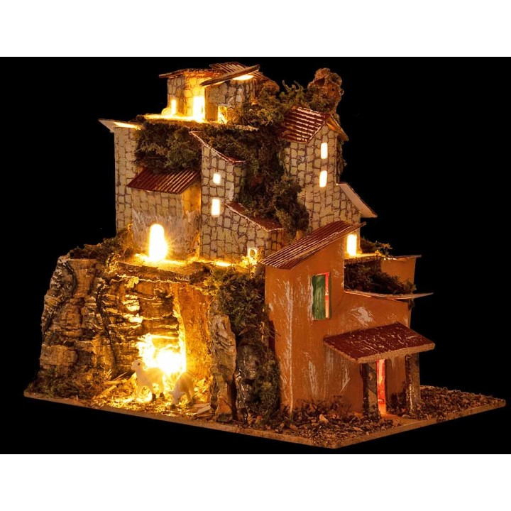 Paesaggio illuminato a 360° funzionante a corrente cm 20x14x18 h
