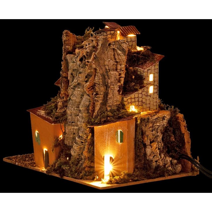 Paesaggio illuminato a 360° funzionante a corrente cm 20x14x18 h