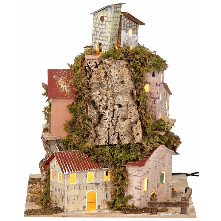 Paesaggio illuminato a 360° funzionante a corrente cm 24x21x26 h