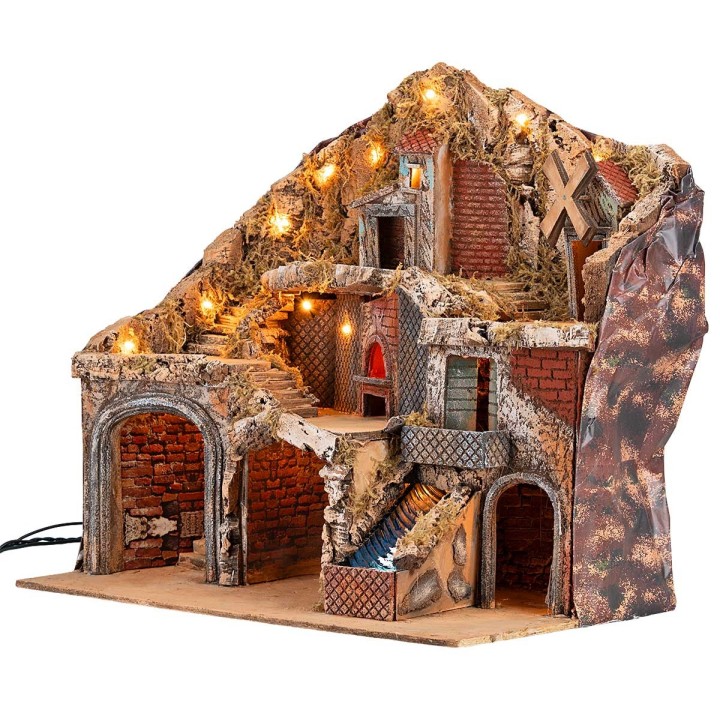 Nativity scene with Landi statues, illuminated with oven