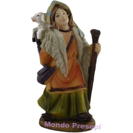 Woman with sheep on shoulder cm 9