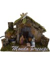 Hut with nativity Landi cm 10 fountain running cm 36x17x23 h.