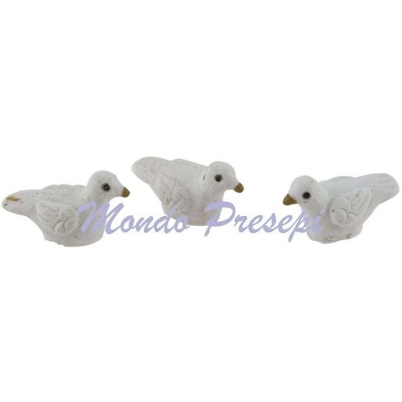 Conjunto de 3 palomas blancas de 1,7 cm Mundo Pesebres