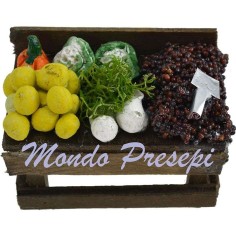 Banco con frutta e verdura per presepe cm 6,5x3,5x5 h. Mondo 2
