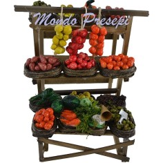 Banco con frutas y verduras cm 11x11x17 h. Mundo Belenes