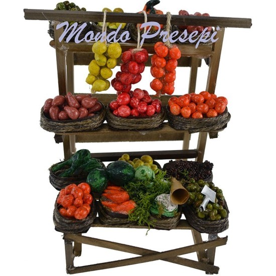 Banco con frutta e verdura cm 11x11x17 h. Mondo Presepi