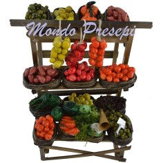 Banco con frutas y verduras cm 11x11x17 h. Mundo Belenes 2