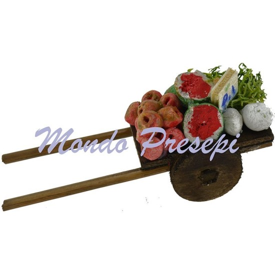 Carrito de madera con frutas y verduras Mundo Pesebres