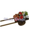 Wooden cart with fruit and vegetables
