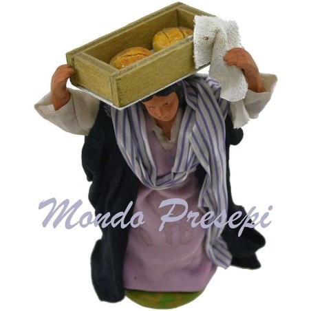 Donna con cassetta di pane cm 12 Lux Mondo Presepi