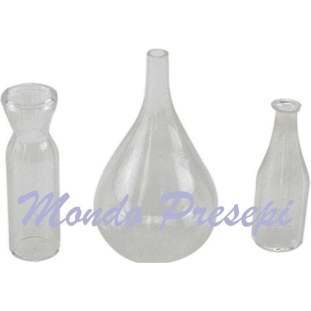 Set-bottle, glass flask and a quarter-glass