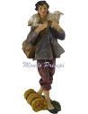 30 Cm Shepherd with sheep on shoulders in resin