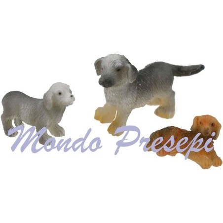 Set 3 cani in resina cm 4-2 Mondo Presepi