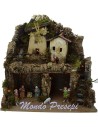 Pesebre completo con molino de viento y luces cm 42x35x38 h.
