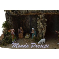 Presepe completo con mulino a vento e luci cm 42x35x38 h. Mondo 2