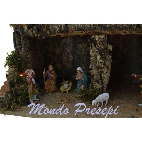 Presepe completo con mulino a vento e luci cm 42x35x38 h. Mondo