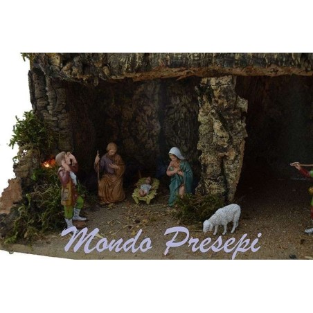 Presepe completo con mulino a vento e luci cm 42x35x38 h. Mondo