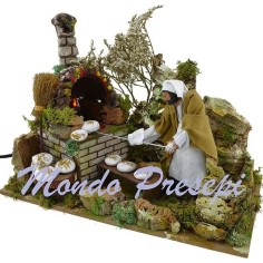 Fornaio cm 15 in movimento con fuoco - Statue per presepe 15 cm
