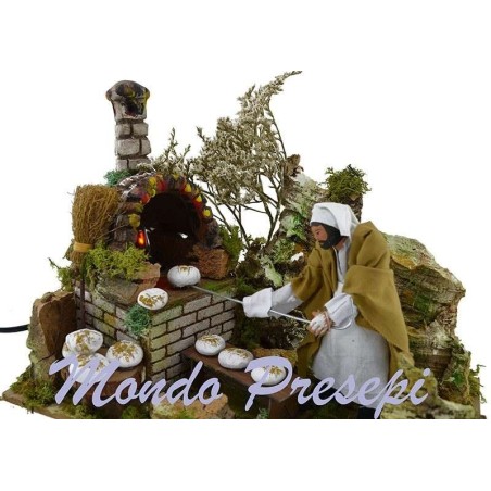 Fornaio cm 15 in movimento con fuoco - Statue per presepe 15 cm