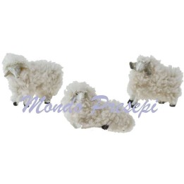 Set of 3 sheep in resin with the wool for the statues cm 8-10