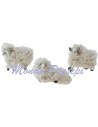 Set 3 pecore in resina con lana per statue cm 8-10 per presepe
