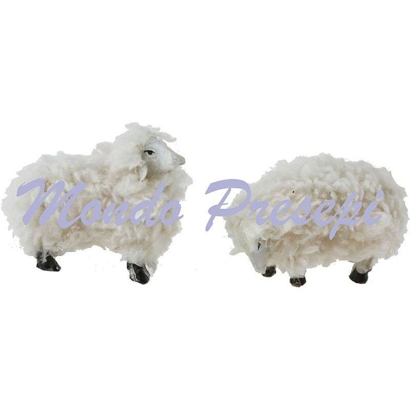 Set of 2 sheep resin with wool for the statues cm 8-10