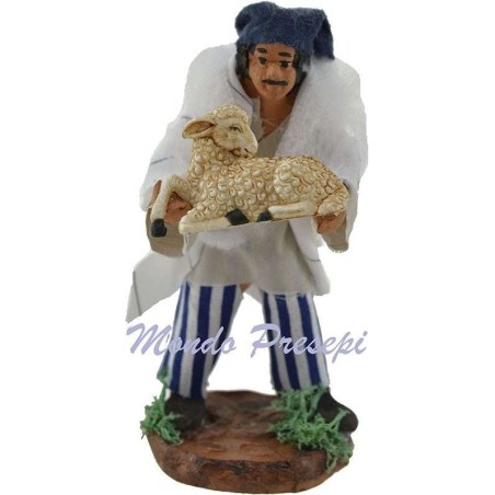 Hombre con oveja en brazos cm 10 Mundo Pesebre