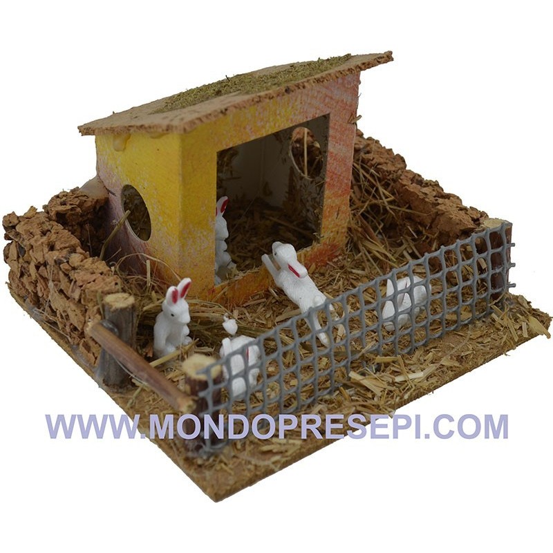 Conigliera con casetta - recinto animali presepe Mondo Presepi