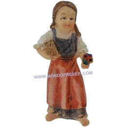 12 Cm little Girl with flowers, 6.5 cm h.