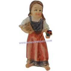12 Cm little Girl with flowers, 6.5 cm h.