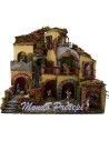 Presepe con borgo illuminato con cascata 60x40 Mondo Presepi
