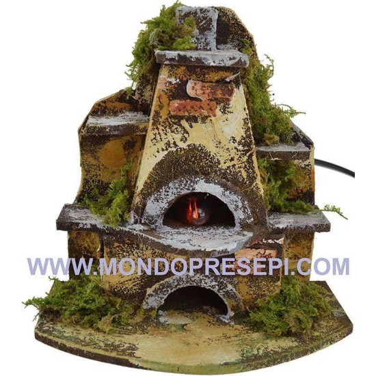 Horno pesebre con fuego funcionando a corriente cm 16x12,5x16 h.