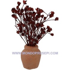 Terracotta vase with flowers-burgundy vase, flowers, diameter