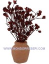 Terracotta vase with flowers-burgundy