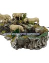 Gruppo pecore in movimento con ruscello Mondo Presepi