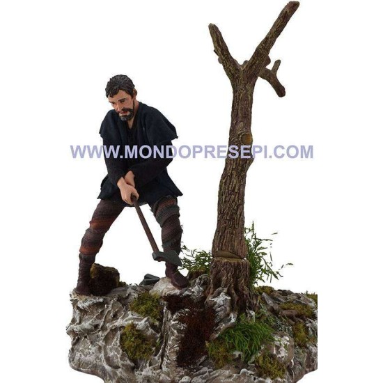 Leñador de 30 cm que tala el árbol Mundo Pesebres