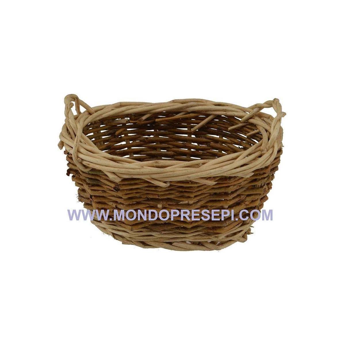 Cesto In Vimini Naturale 50 Cm Con Manici - Cesto Multiuso Per Frutta, Verdura, Legna, Giardino - Fatto A Mano