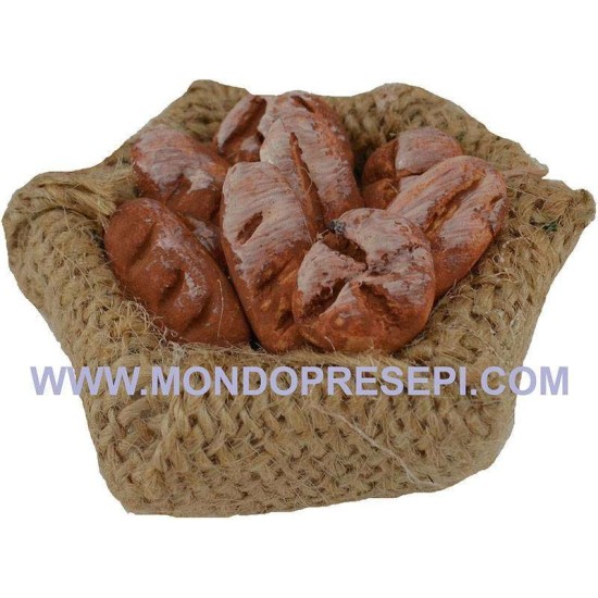 Cesto juta basso con pane Mondo Presepi