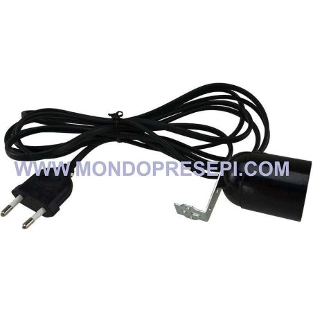 Portalámpara E27 con soporte completo de cable de 3 m y enchufe.